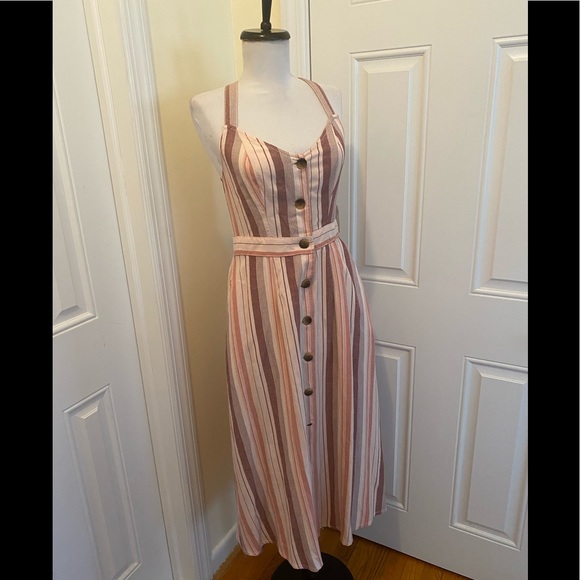a.n.a. Button Front Long Wide Stripped Summer Dress New with Tags size S Small - Picture 12 of 12